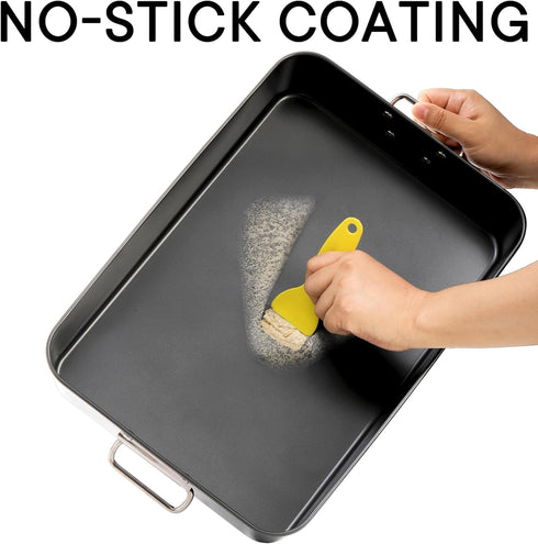 Jucoan Deep Lasagna Pan, 16 x 11.5 x 3 Inch Rectangle Cake Pan for Baking and Roasting
