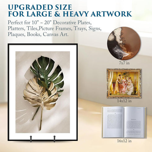 Easel Display Stand Plate Holder - 2 Pack Metal Iron Picture Frame Stand - 10 inch Tabletop Easels for Plates |