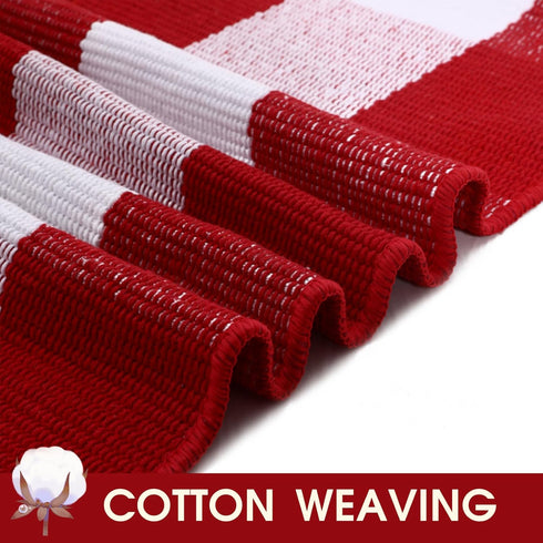 24 51 Inches Christmas Red and White Plaid Rug - x Outdoor Front Door Decor Mat Cotton Washable Hand-Woven Rug