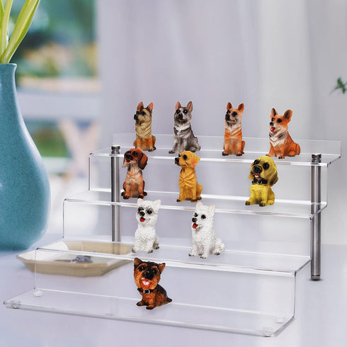 Acrylic Riser Shelf, 4 Tier Clear Display Stand for Collectibles, Cupcakes, Perfumes, 11.8 x 10.8 x 6.5 in