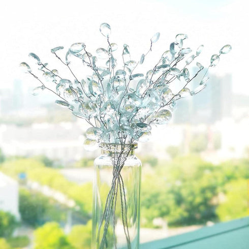 Fityle 50pcs Crystal Bud Branches Artificial Flower Twigs for Wedding Party Home Decor - White, 15cm