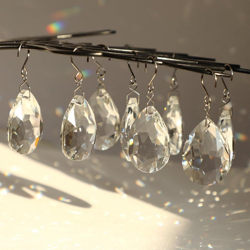 10pcs 38mm Crystal Suncatcher, Hanging Clear Teardrops Crystals Chandelier Parts Prisms Pendants