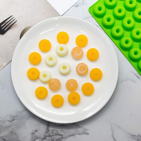 Gummy Bear Candy Molds Silicone Set of 4, Non-Stick Molds with 2 Droppers, Mini Dinosaur, Bear Shape, Hearts, Donut