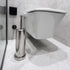 Silver Chrome Toilet Bowl Brush with Holder with Removable Plastic Liner, Durable Bathroom Cleaning Tool, Bathroom