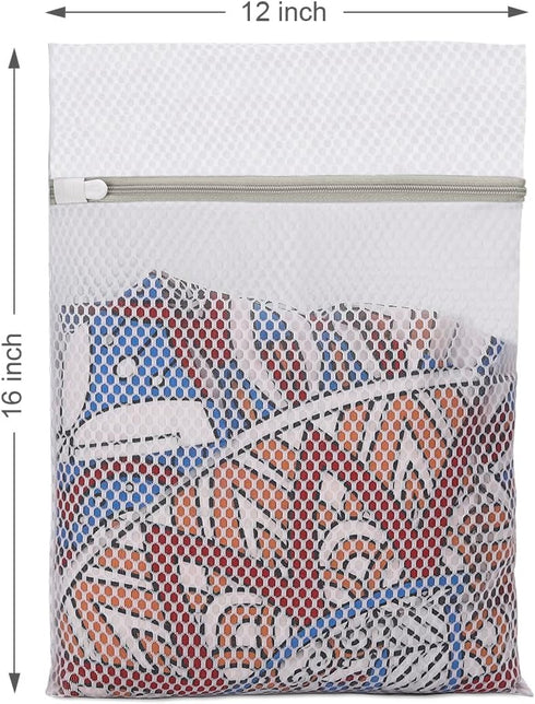 3Pcs Durable Honeycomb Mesh Laundry Bags, Reusable Washing Machine Wash Bags for Delicates 12 x 16 Inches (3 Medium)