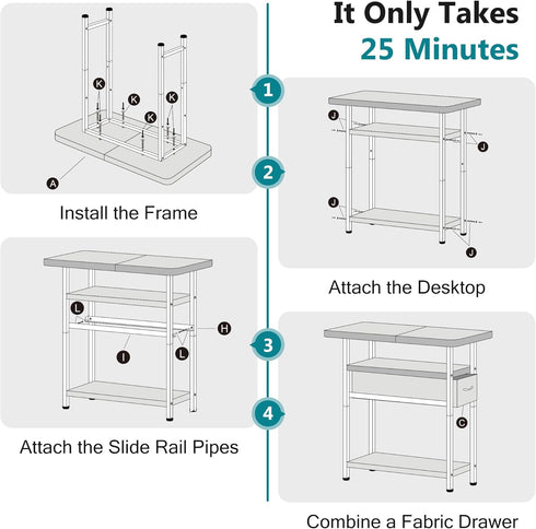 3 AOODA Narrow Nightstand with Drawers, Tier Skinny Bedside Table for Bedroom, Slim Living Room End Tables with Storage