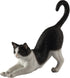 Veronese Design Hand Painted Figurine, 4 7/8 Inch Black and White Cat Stretching