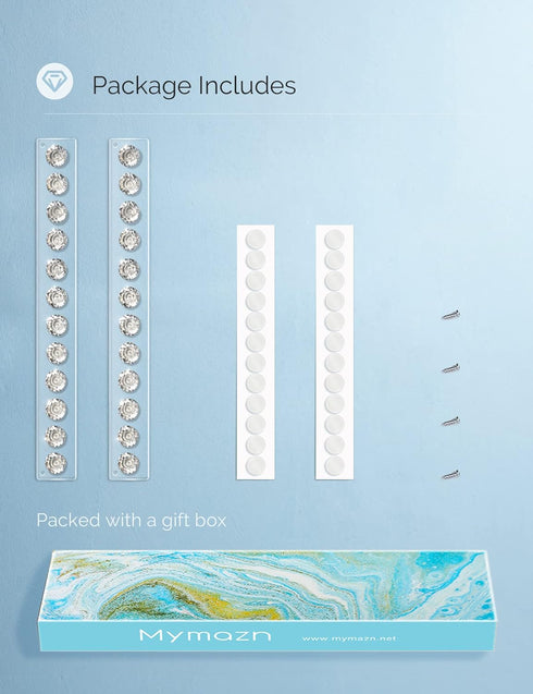 Mymazn 2 Pack Clear Acrylic Necklace Hangers Wall Mounted Jewelry Organizer with 12 Hooks for Girls Women