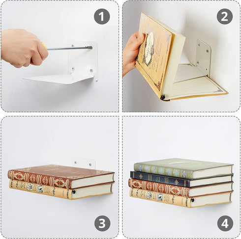 3 Pack Jetec Invisible Floating Bookshelf Wall Mounted Floating Bookshelves Heavy Duty Book Organizers Hidden Book