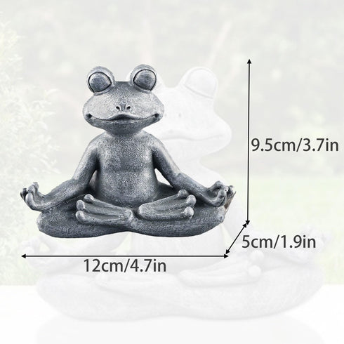Zen Yoga Frog Meditation Statue - Miniature Slimming Frog Garden Decoration for Lawn and Garden Decor (Premium Gray)