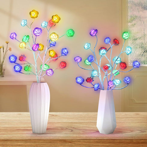 16 Valentine's Day Gift Rose Tree Lamp Color-Changing, Table Tree Light with Remote, Girls Gift for Mom Flower Lamp