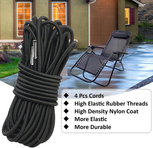 Merrian Living 4 Pack, Zero Gravity Chair Cord Replacement, Elastic Cord for antigravity Chair, Patio Recliner Chair