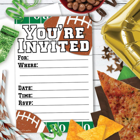 Football Party Invitations with Envelopes - 20 Count