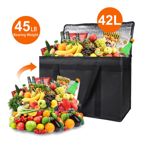 1-Pack Frozen Bodaon Insulated Food Delivery Bag, XX-Large Reusable Grocery Shopping Bag, Food Cold, Cooler Bags