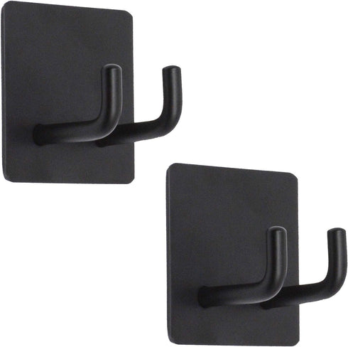 Adhesive Hooks | Bathroom Wall Towel Hooks, Black Stick Shower Razor Holder, Stainless Steel Organizer