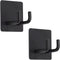 Adhesive Hooks | Bathroom Wall Towel Hooks, Black Stick Shower Razor Holder, Stainless Steel Organizer