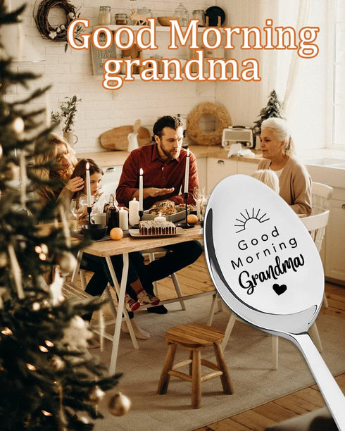 Grandma Mothers Day Gifts, Good Morning Grandma Spoon for Mimi Birthday Gift from Grandchildren