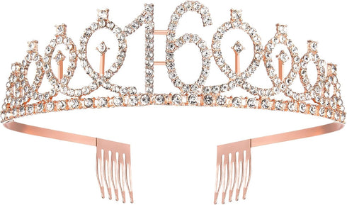 16th Birthday Sash Crown and Tiara for Girls, Sweet Sixteen Happy Birthday Sash 16 & Fabulous Party Supplies