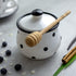 City to Cottage Ceramic Sugar Bowl with Lid - 10oz Sugar Container for Coffee Bar, Handcrafted White & Black Polka Dot