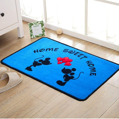 Cartoon Mouse Rugs - 17" x 30" Cute Red Heart Rug, Non-Slip Welcome Mat for Home Decor