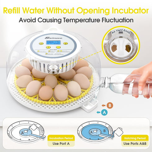 18 Sailnovo Eggs Incubator for Hatching Eggs with Automatic Egg Turning, Humidity Level Display, Egg Candler, Hatch