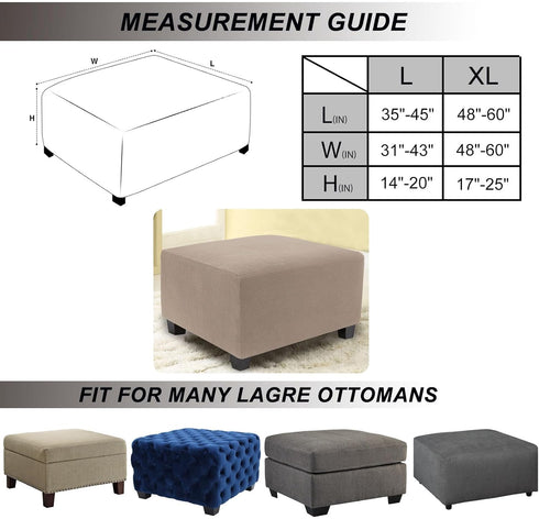 NeColorLife Stretch Ottoman Cover Square Soft Knitted Jacquard Washable Thick Storage Foot Stool Cover for Square