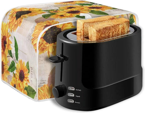 Sunflowers Toaster Covers for Most 2 Standard Toasters, Lightweight Dust Proof Covers with Top Hook for Easy Storage