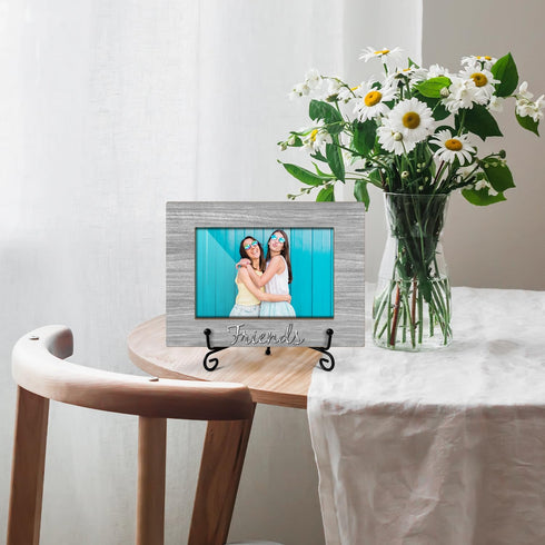 Wooden Photo Frame with Iron Stand, Friendship Gifts for Bestie Woman BFF, Home Table Decoration (4x6 Horizontal) - 17