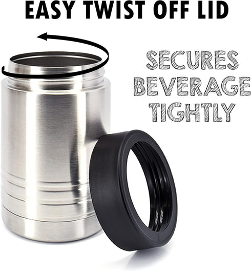 4-in-1 Stainless Steel 12 oz Double Wall Vacuum Insulated Can or Bottle Cooler, Fits 16 oz Cans, Clear Water Home Goods