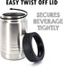 4-in-1 Stainless Steel 12 oz Double Wall Vacuum Insulated Can or Bottle Cooler, Fits 16 oz Cans, Clear Water Home Goods