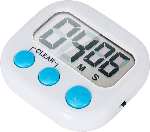 6 Pack Small Digital Kitchen Timer with Magnetic Back and ON/Off Switch - White