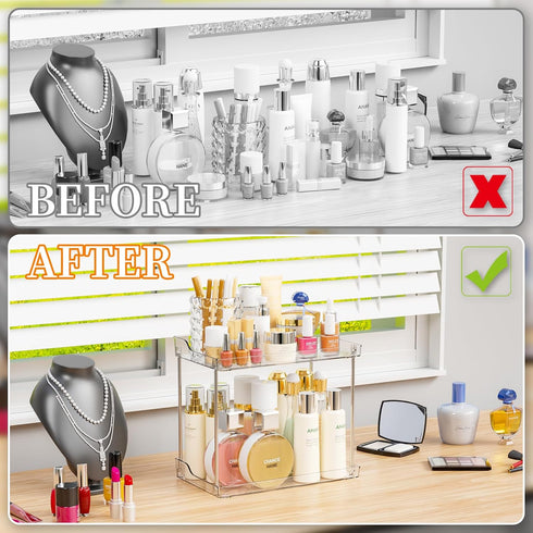 Yieach 2 Counter Tier Bathroom Organizer,Tiered Bathroom Organizer for Makeup,Perfume,Beauty Products,Skincare