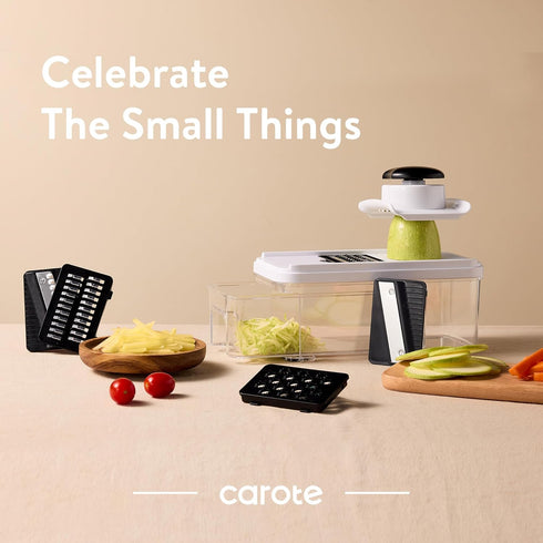 CAROTE Mandoline Slicer Vegetable Chopper with Container, Food Chopper Vegetable Cutter, Cheese Graters, Dicer
