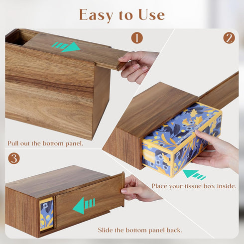 YANGQIHOME Acacia Hand Towel Box Cover Compatible with Kleenex Disposable Paper Hand Towels, Wall Mounted Paper Towel