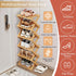 3 Closet Tier Natural Bamboo Shoe Rack,Foldable Space Saving Shoe Storage Organizer,Easy Assembly & Strong Design Shoes
