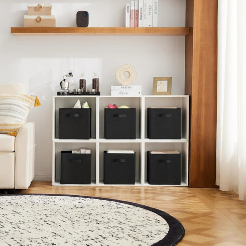 Storage,Set 6(Black) MAX Houser Fabric Cloth Storage Bins,Foldable Storage Cubes Organizer Baskets with Dual Handles