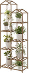 Bamworld Roof Shaped Plant Stand Indoor Outdoor 6 Tier Tall Large Wood
