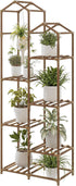 Bamworld Roof Shaped Plant Stand Indoor Outdoor 6 Tier Tall Large Wood