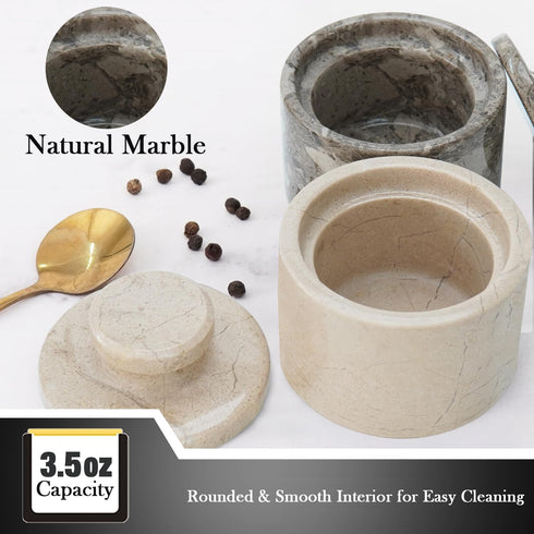 3" MARBLOUS KRAFTS Marble Salt Cellar Oceanic and Verona Celtic Salt and Spice Holders, Dining & Easter Table Decor