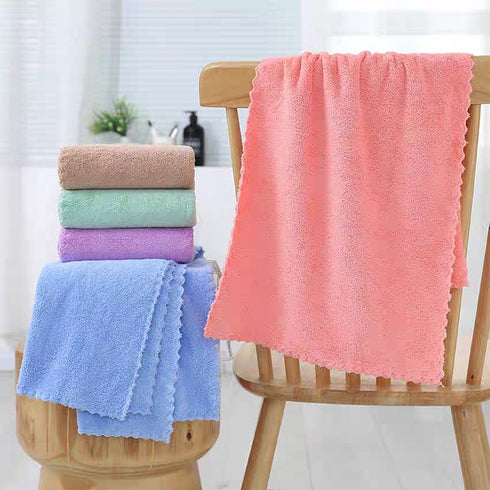 SAOYOAS Set-5 Pack, 29.5 13.8Large Premium Coral velvet Washcloths Ultra Soft & Highly Absorbent Face Towels for Bath