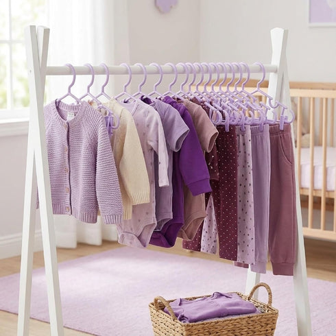 Hsei 60 Pack Closet, Pastel Color Kids Nursery Hangers Plastic Baby Hangers Heavy Duty Toddler Hanger for Pants, Coat
