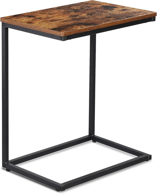 SUPER DEAL C Shaped End Table, Wide Industrial Side Table Couch Desk