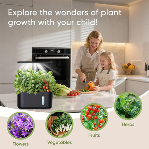 5 Sonicgrace Indoor Hydroponic Growing System with LED Grow Light, Quiet Smart Water Pump, Pods, Automatic Timer
