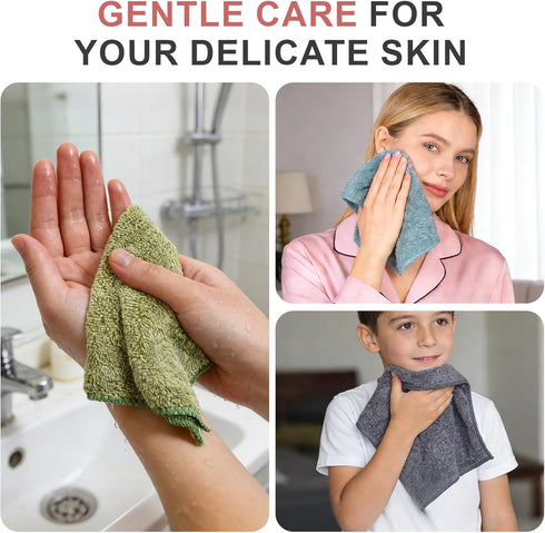 TEAWOO 10 Pack 12 12 inch Premium Washcloths, Highly Absorbent and Super Soft Face Towels, Multi-Purpose Fingertip