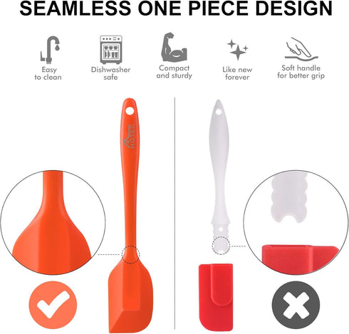HOTEC BPA Free Heat Resistant Silicone Spatula Set, Kitchen Utensils for Baking Cooking Mixing, Non Stick Cookware (Set