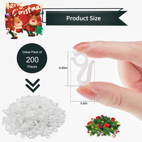 200 Pack C9 C7 Brightown Christmas Light Clips Outdoor, Mini Gutter & Shingle Clips for Hanging Christmas String