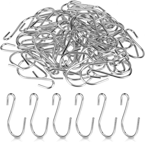 60 PCS S Hooks for Hanging, Mini Metal Hanging Hooks, S Shaped Iron Wire Hook Hanger for Jewelry, Kitchenware, Silver