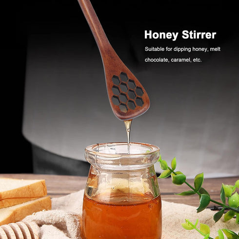 Cyrank 3PCS Honey Dipper Sticks, Long Handle Honey Dipper Mixing Stick Mini Honeycomb Drizzler Wooden Spoon Stirrer