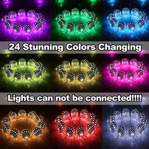 OMIKA 24 Colors Changing Globe String Light, 13ft 40 Silver Metal Balls LED Fairy Lights with Remote Timer for Diwali