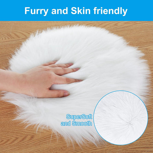 Molain Faux Fur Chair Pad - 12 inch Round Soft Fluffy Seat Cushion Pad Carpet Mat for Couch Pad, Jewelry Photographing